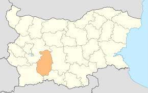 Harta regiunii Pazardjik în cadrul Bulgariei