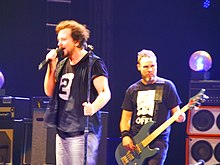 Eddie Vedder and Jeff Ament of Pearl Jam at the First Direct Arena, 8 July 2014 PearlJam-Leeds2014.JPG