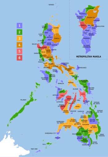 Tenth Congress representation map of the Philippines Ph congress 10.svg