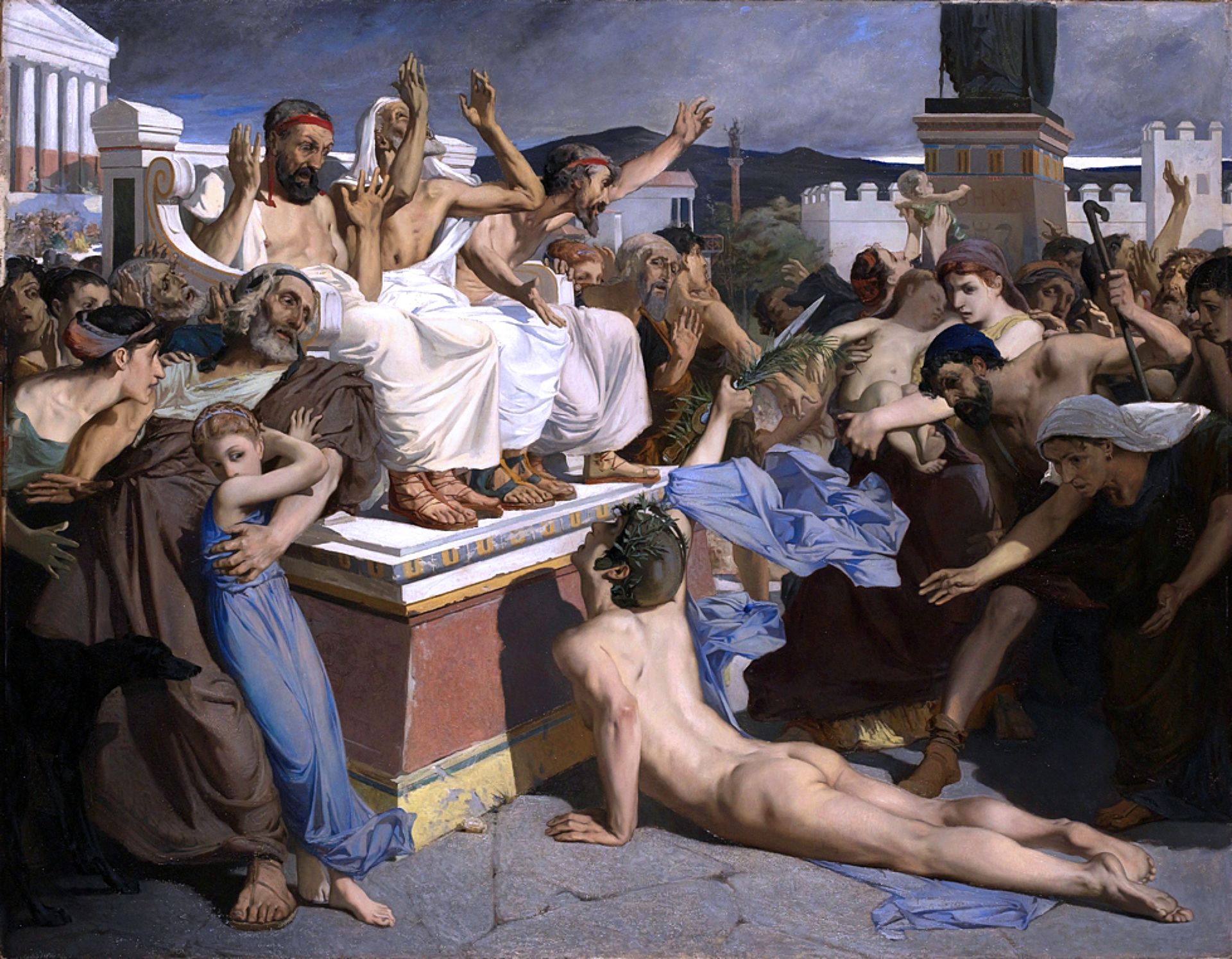 Pheidippides delivering the news