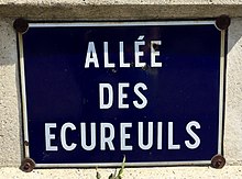 Фотография дорожного знака, сделанная в городе Этапль - Allée des Écureuils.jpg