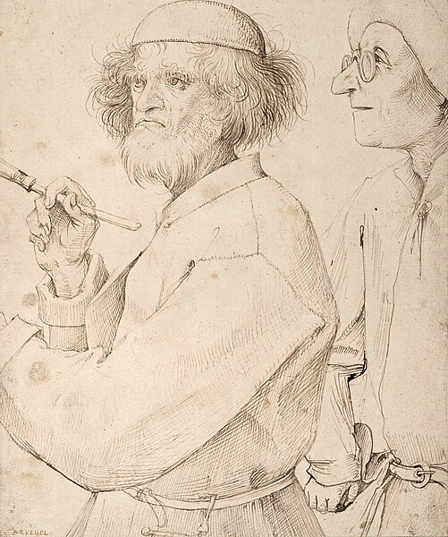 The Painter and The Connoisseur, c. 1565, possibly Bruegel's self-portrait