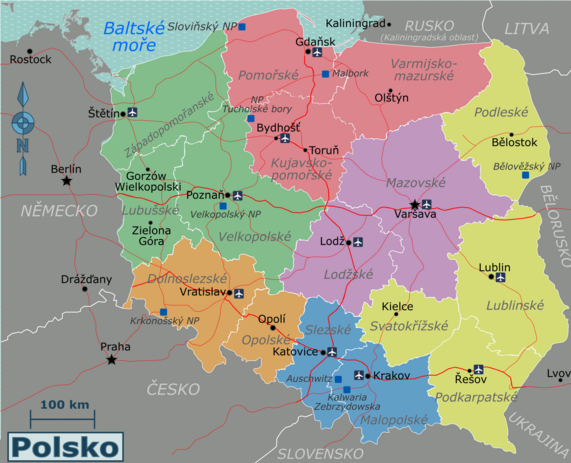 Mapa regionů Polska