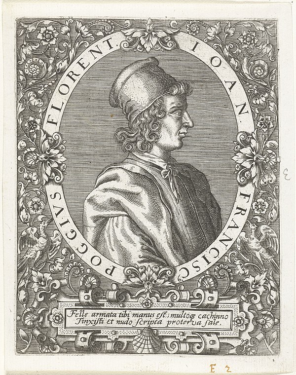1597 engraving of Poggio Bracciolini