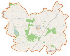 Mapa konturowa powiatu wąbrzeskiego, w centrum znajduje się punkt z opisem „Wąbrzeźno”