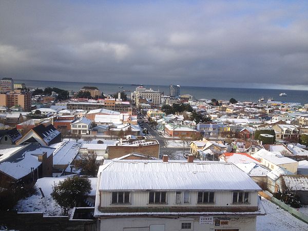 View of Punta Arenas, Chile, in winter