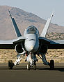 An F/A-18 Hornet sitting on the tarmac at the completion of the 2008 Reno Air Races. (Image AY)