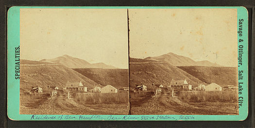 Residence of Ben Hampton, Bear River stage station, Utah Territory (Wyoming) Residence of Ben Hampton, Bear River stage station, Utah, by Savage & Ottinger.jpg