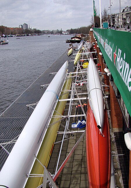 Rowing center Berlagebrug on the Weesperzijde (opposite ASR Nereus) is one of the main bases during the Roeivierkamp Amsterdam Roeivierkamp 3.jpg