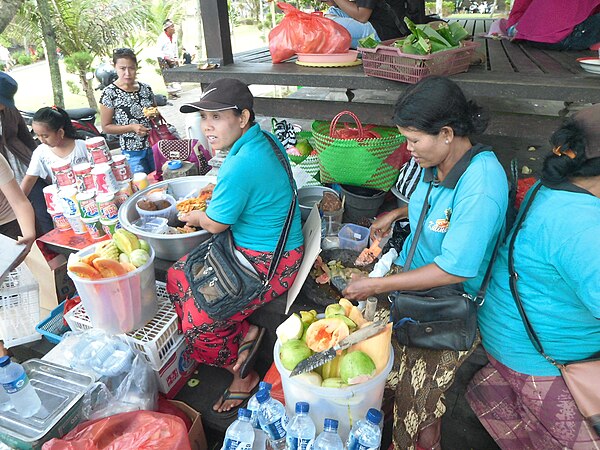 Fruit rujak sellers in Bali.