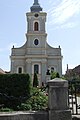 Vooraanzicht van de kerk van Satu Mare, hoofdstad van Satu Mare