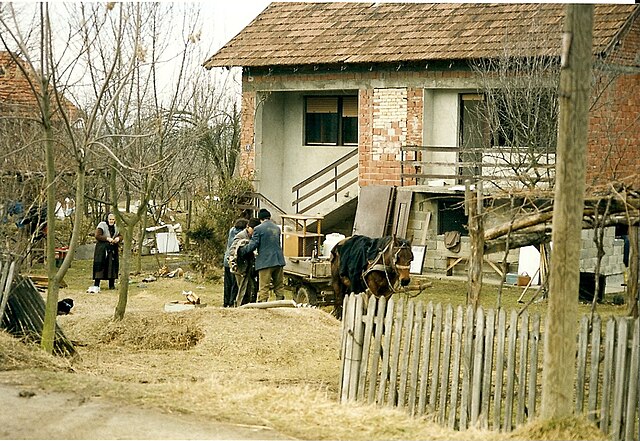Serb families leave their homes due to regulations in the Dayton agreement from 1995. Picture taken near the town of Modriča, northeastern Bosnia