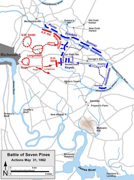 Map of 1862's Battle of Seven Pines