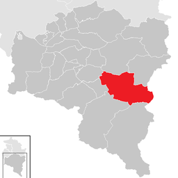 Kommunens läge i distriktet Bludenz
