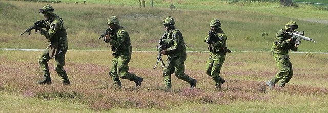 Swedish soldiers during a training exercise.