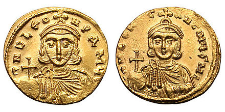 Emperor Leo III the Isaurian and his son and successor, Constantine V. Together, they spearheaded a revival of Byzantine fortunes against the Arabs, but also caused great internal strife because of their iconoclastic policies.
