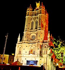 St. Joseph's Cathedral at night St. Joseph's Cathedral, Trivandrum 44.jpg