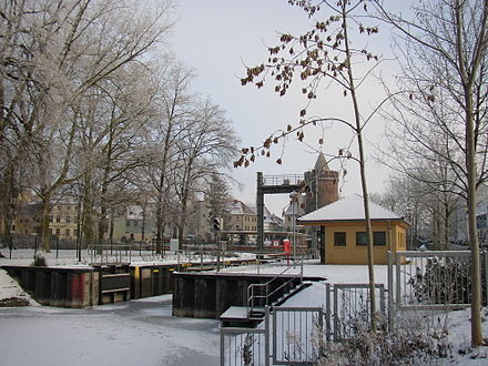 The Stadtschleuse on the Brandenburg City Canal in winter