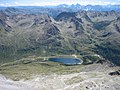 View of Staller Sattel with Obersee from Almerhorn, Italy is on the right