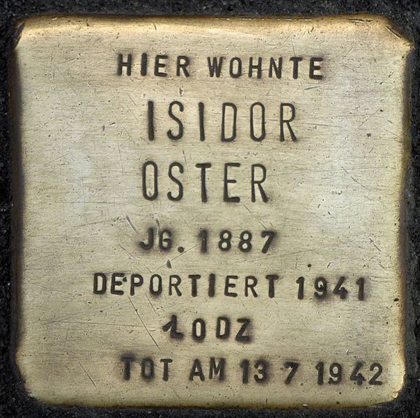 File:Stolpersteine Köln, Isidor Oster (Blumenthalstraße 15).jpg