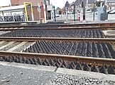 Anti-trespass panels at Viane-Moerbeke station, Belgium