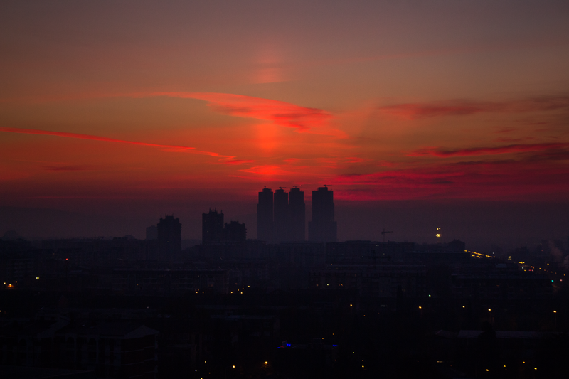 File:Sunrise as seen from a high-rise in Skopje, Macedonia.png