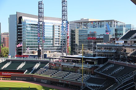 The Battery Atlanta high rises viewed from then-SunTrust Park in May 2017