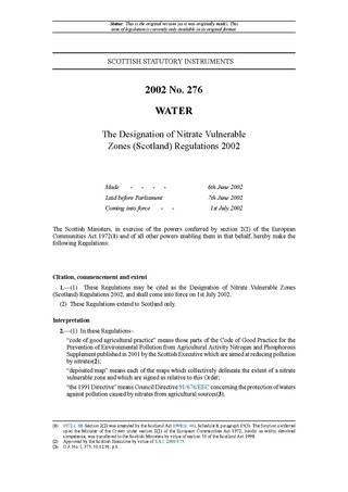 <span class="mw-page-title-main">Nitrate vulnerable zone</span> Conservation designation in the UK