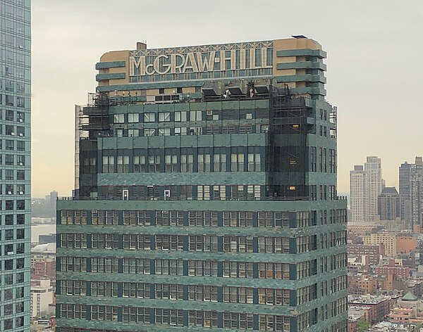 "McGraw-Hill" sign atop the building's crown