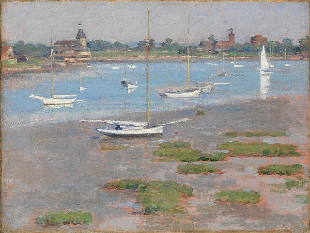 Theodore Robinson, Low Tide Riverside Yacht Club, (1894), Collection of Margaret and Raymond Horowitz