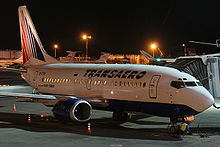 Boeing 737-500 della Transaero Airlines a Mosca-Domodedovo.