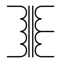 Diagram of center-tapped transformer Transformer Centre-tap Iron Core.svg