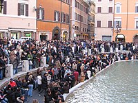 Trevi fountain with crowds