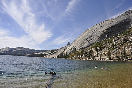 Stately Pleasure Dome viewed from the East from the shores of Tenaya Lake. Tuolumne Meadows - Tenaya Lake - East Beach - 2.JPG