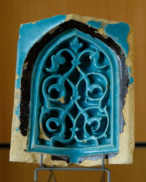 Timurid turquoise-glazed muqarna. First half of the 15th century, Shah-i-Zinda