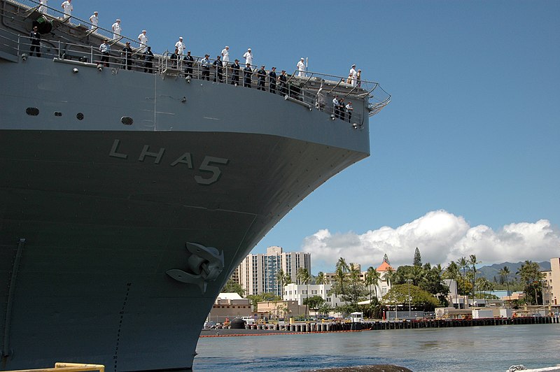 File:US Navy 070601-N-9565W-091 USS Peleliu (LHA 5) departs Naval Station Pearl Harbor, launching Pacific Partnership 2007, a four-month humanitarian-assistance mission to Southeast Asia and Oceania.jpg