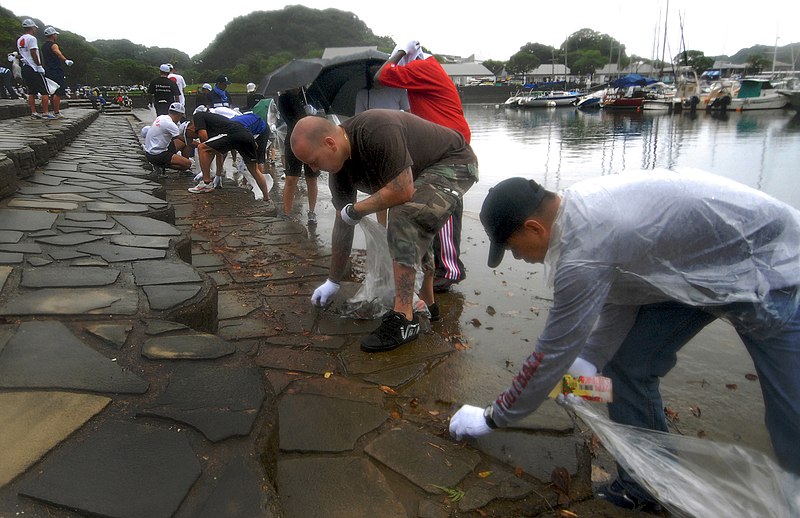 File:US Navy 090720-N-0807W-050 Sailors from Fleet Activities Sasebo pick up trash and debris during a community service beautification project.jpg