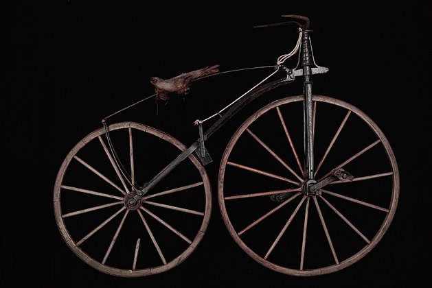 The Michaux velocipede had a straight downtube and a spoon brake.
