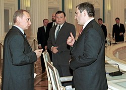 Володимир Путін і Михайло Ходорковський в травні 2001 року