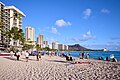 Waikiki Beach, view towards Diamond Head, March 2024.