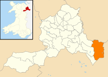 Map of the community in Wrexham County Borough. Wales Wrexham Community Bronington map.svg