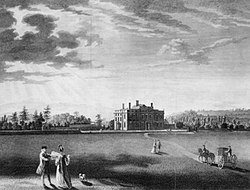 Wallsworth Hall engraving circa 1770 at the time Samuel Hayward and his family lived at the house Wallsworth Hall engraving 1771.jpg