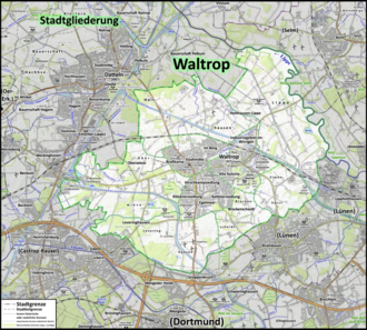 Gliederung Waltrops in einerseits statistische Bezirke und andererseits Bauerschaften
