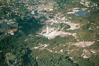 Whakarewarewa Suburb in Rotorua Lakes, New Zealand