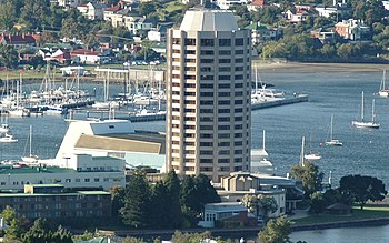 The iconic 17-story tower of the Wrest Point Hotel Casino Wrest-Point-Hotel-Casino.jpg