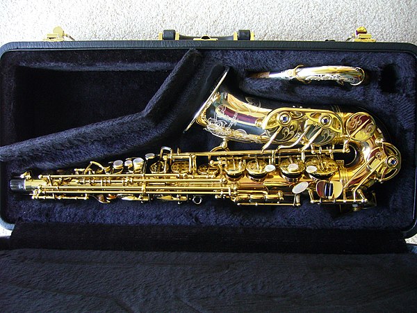 A Yanagisawa A9932J alto saxophone which is very similar to the A9932Z played by Peter King. It has a solid silver bell and neck with solid phosphor b