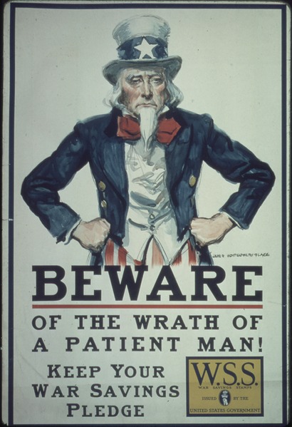 File:"Beware of the wrath of a patient man^ Keep your War Saving Pledge. W.S.S. War Saving Stamps issued by the United... - NARA - 512649.tif