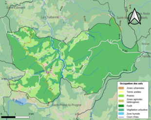 Barevná mapa znázorňující využití půdy.