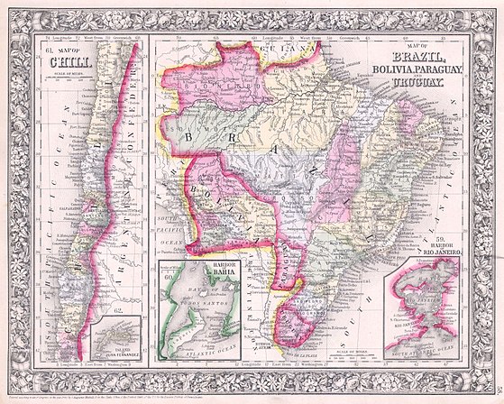 Political map of the region, 1864
