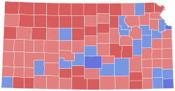 1974 United States Senate election in Kansas results map by county.svg
